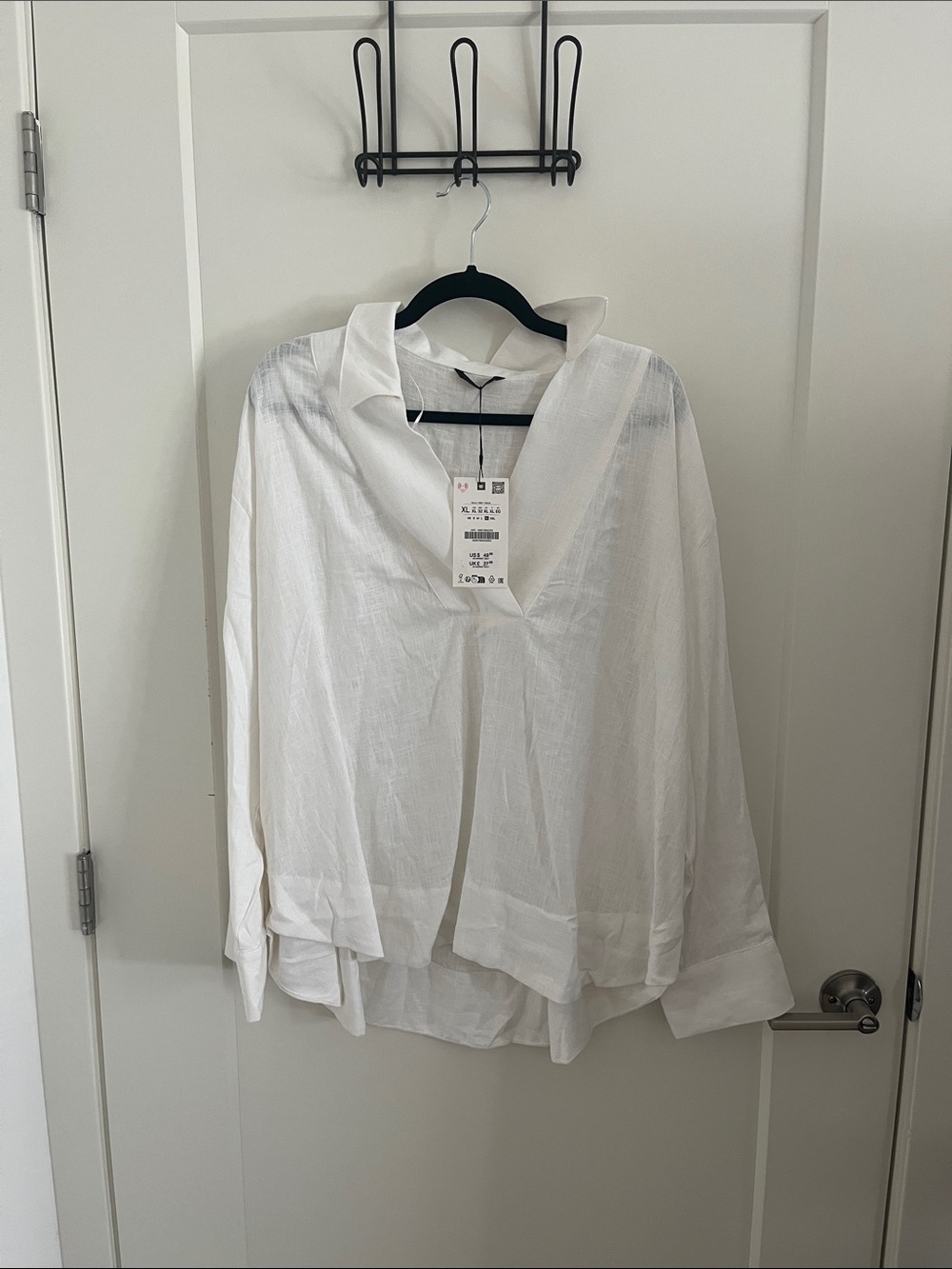 Zara White Lightweight Collared Shirt / Beach Cover Up